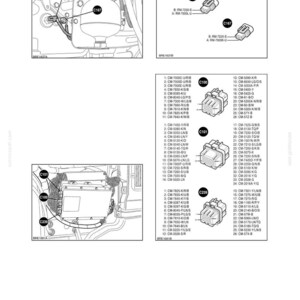May include: Diagram of electrical system components, including connectors and wiring, labeled with part numbers. Section 55 - Electrical Systems - Chapter 9 is displayed at the top. Various connectors are shown in detail.