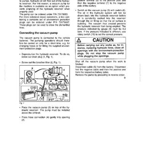 Op de afbeelding: Een pagina uit een technisch handboek met de titel "VACUUM PUMP" (vacu&uuml;mpomp). Het bevat instructies, diagrammen en veiligheidsadvies voor het bedienen van de pomp. De tekst is zwart op een witte achtergrond.