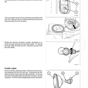 May include: A technical maintenance manual page titled 7-MAINTENANCE, featuring black and white line drawings of vehicle lamp assemblies, bulbs, and connectors with numbered labels and instructional text for removing and replacing light components.