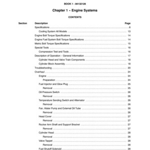 Pode incluir: Uma p&aacute;gina de manual intitulada "SECTION 10 - ENGINE" com um &iacute;ndice. A tabela lista v&aacute;rios t&oacute;picos relacionados ao motor, incluindo especifica&ccedil;&otilde;es, solu&ccedil;&atilde;o de problemas e procedimentos de remo&ccedil;&atilde;o. O texto &eacute; preto sobre fundo branco.