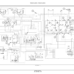 May include: A detailed technical diagram of a hydraulic system, featuring numerous interconnected components and lines. The diagram is labeled with numbers and symbols, and the text "Hydraulic systems - Hydraulic systems" is at the top. The bottom of the diagram includes the text "35.1 [30.000] / 105".