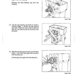 May include: A technical diagram from a manual, illustrating the power take-off system. The image shows detailed mechanical components with labels and instructions. The text includes steps for removing and installing parts, with figures labeled 7-396, 7-397, and 7-398.