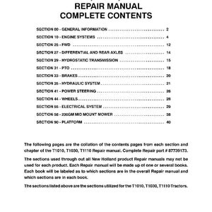 New Holland T1010, T1030, T1110 Tractor Service Repair Workshop Manual | Instant Pdf Download image 3