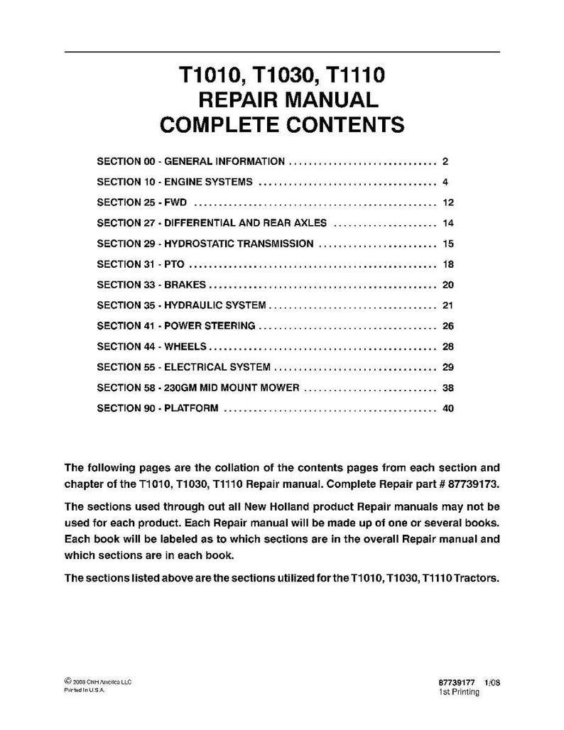New Holland T1010, T1030, T1110 Tractor Service Repair Workshop Manual | Instant Pdf Download image 3