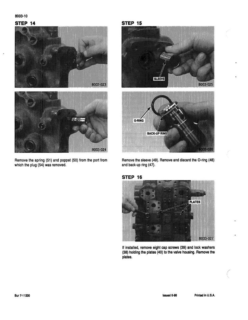 May include: A grayscale technical diagram with step-by-step instructions for mechanical assembly. The image includes close-up shots of components, labeled with terms like "SLEEVE" and "O-RING", and numbered steps for clarity.