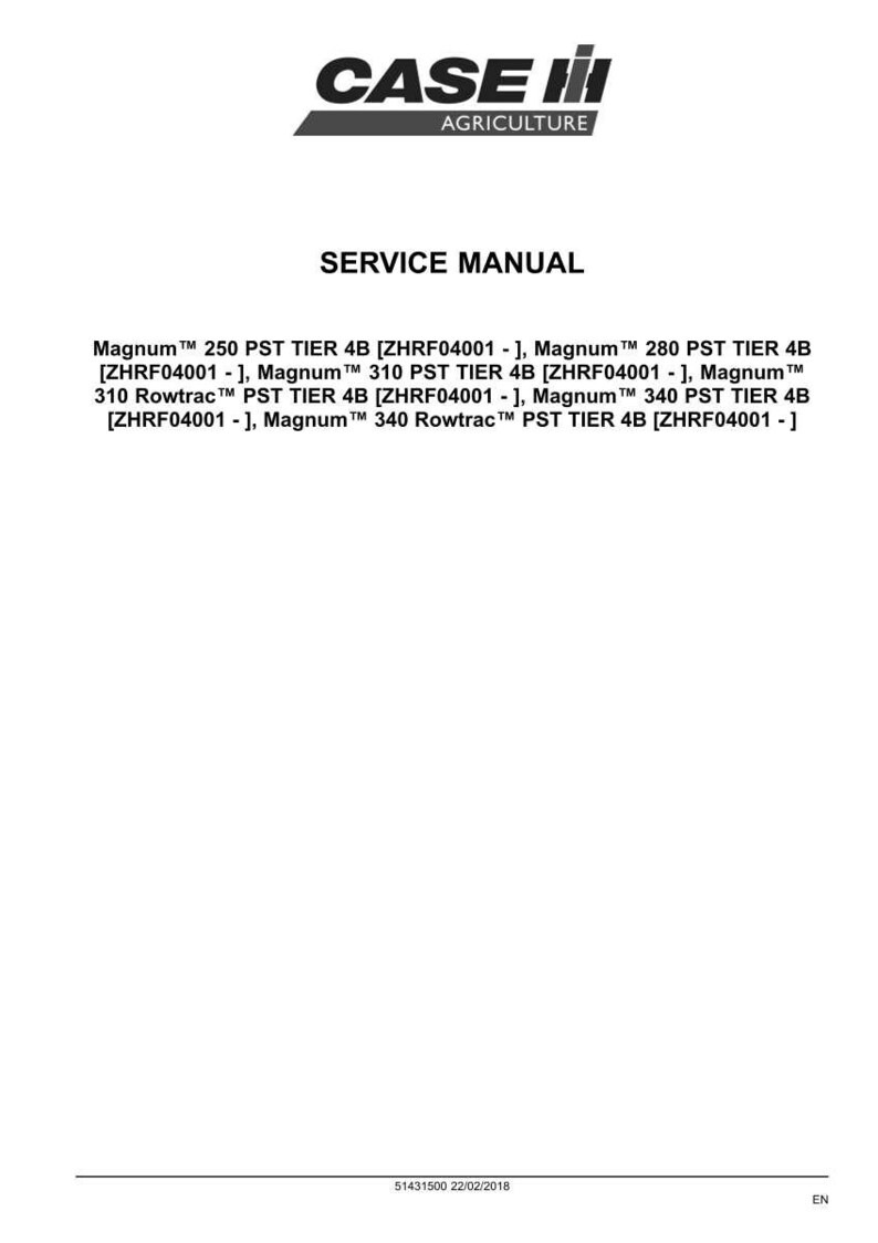 May include: A white document with the Case IH Agriculture logo and the words "SERVICE MANUAL". The document lists Magnum PST TIER 4B models, including 250, 280, 310, and 340.