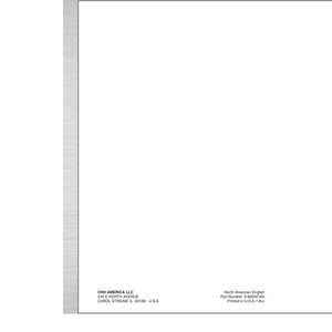 Puede incluir: Documento blanco con una franja vertical gris a la izquierda. El texto incluye "CNH AMERICA LLC" y una direcci&oacute;n. El texto adicional indica "North American English" y un n&uacute;mero de pieza. El documento est&aacute; impreso en EE. UU.