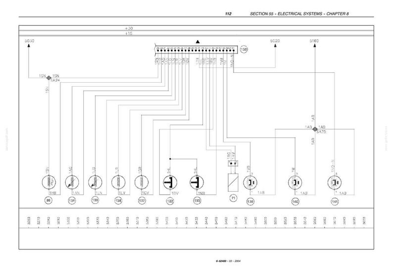 May include: Diagram of an electrical system, featuring a schematic with lines, circles, and text labels. The top of the diagram includes the text "SECTION 55 - ELECTRICAL SYSTEMS - CHAPTER 8" and the number "112".