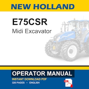 New Holland E75CSR Midi Excavator Operator Owners Operation Manual | Instant PDF Download image 1