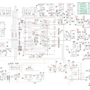 Puede incluir: Esquema hidr&aacute;ulico detallado para una excavadora CX75C SR. El diagrama es complejo, con numerosas l&iacute;neas, c&iacute;rculos y s&iacute;mbolos interconectados en negro, rojo y verde sobre un fondo blanco. Se incluyen etiquetas de texto y una leyenda.