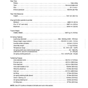 May include: A detailed technical document titled "SECTION 44 - REAR AXLE - CHAPTER 2" with specifications for rear tires, axle clearance, and air spring features. Includes measurements in inches, pounds, and PSI.
