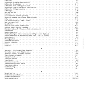 May include: A white document with black text, listing safety rules, machine specifications, and operational procedures. The document includes sections on engine starting, steering, and maintenance, with page numbers.