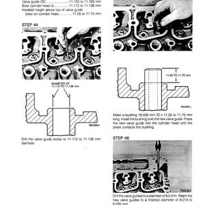 May include: Technical diagram for 11 mm replacement valve guides. Includes diagrams, specifications, and step-by-step instructions for valve guide replacement. Measurements are in millimeters and inches.