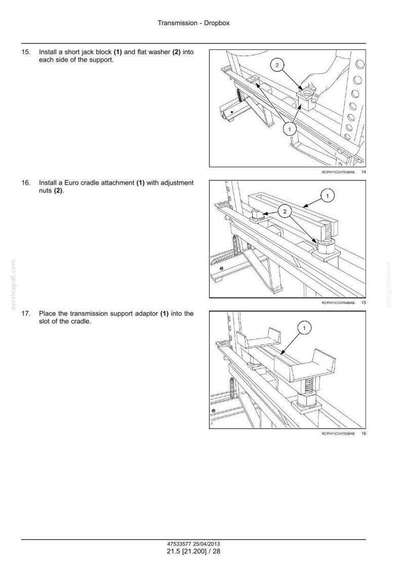 Op de afbeelding: Diagrammen die de installatie van auto-onderdelen illustreren. De afbeeldingen tonen een korte krikblok, platte ring, Euro-wiegbevestiging en transmissie-steunadapter. Tekst en pijlen geven de stappen aan.