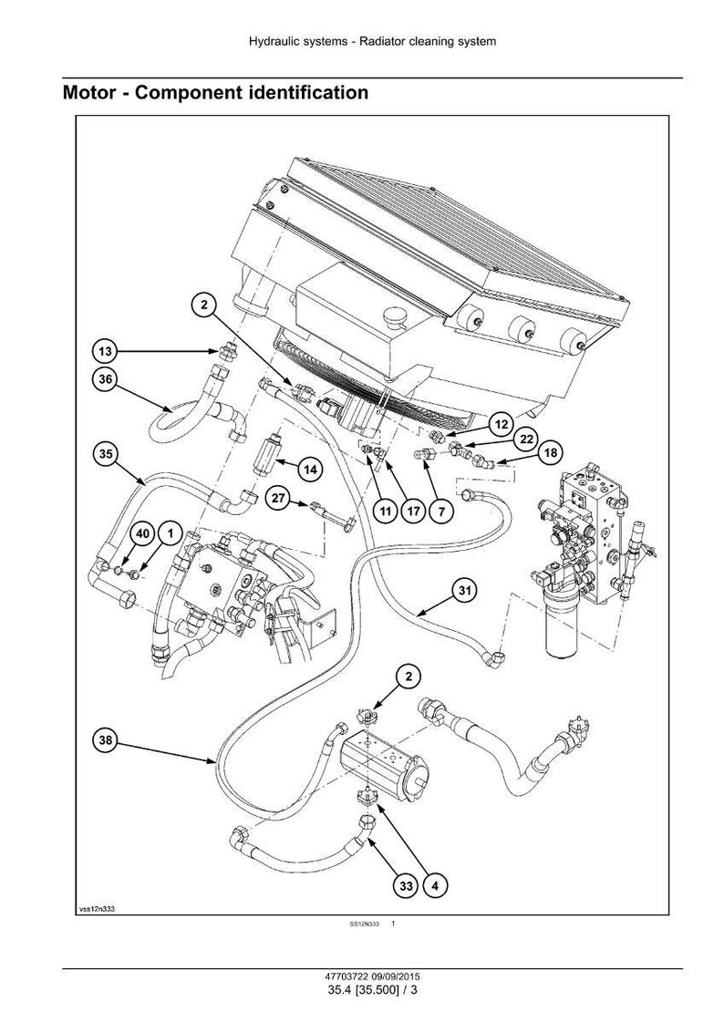 May include: Diagram of a hydraulic system for radiator cleaning, labeled "Motor - Component identification." The image shows various components, including tubes, connectors, and a radiator, with numbered labels for identification. The diagram includes the text "35.4 [35.500] / 3".