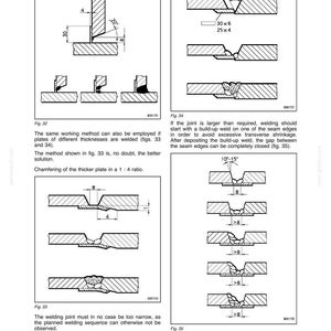 May include: Diagrams illustrating repair welding techniques for T-joints. Includes figures detailing welding angles, dimensions, and methods for different plate thicknesses. Text includes instructions and measurements in millimeters.