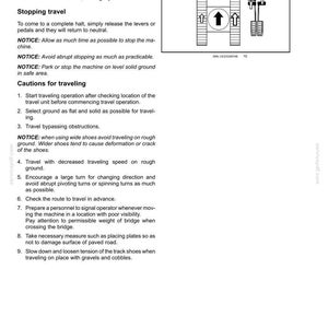 May include: Page from an operating instructions manual with text and diagrams. The text includes instructions for operating machinery, with safety notices and cautions. Diagrams show directional arrows and machine components.