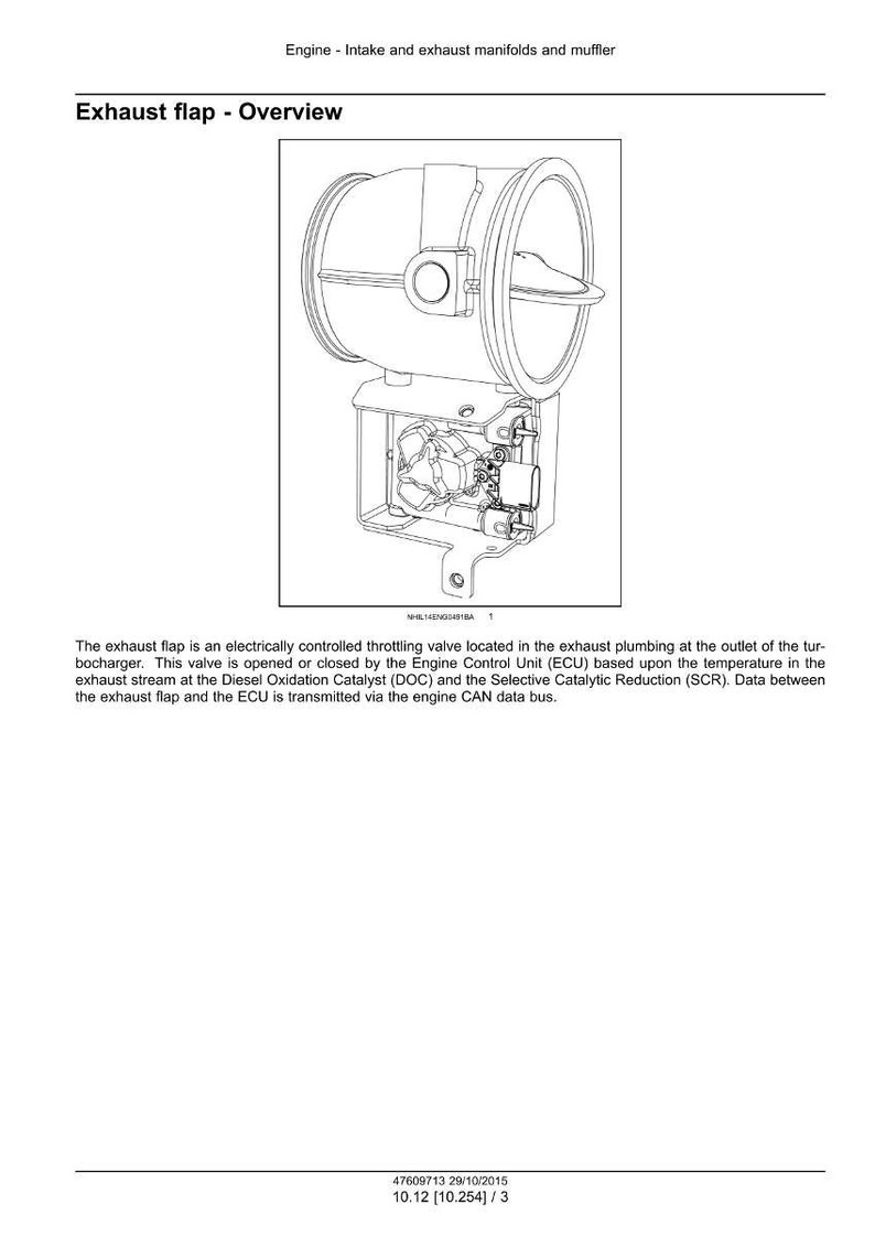 Puede incluir: Diagrama de una v&aacute;lvula de escape, un componente del sistema de admisi&oacute;n y escape de un motor. La imagen muestra la estructura de la v&aacute;lvula, incluyendo su carcasa y componentes internos. El texto en la parte superior dice "Exhaust flap - Overview".