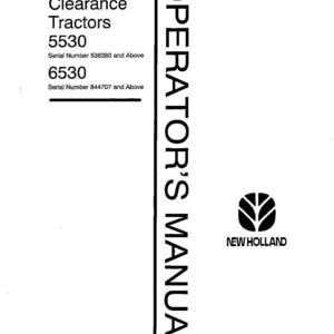 May include: A black and white operator's manual for New Holland High Clearance Tractors models 5530 and 6530. The cover features the New Holland logo, serial number ranges, and document codes 42553021, 5/93, and 603.64.901.00 printed in black text.