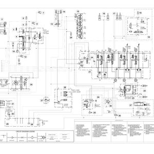 May include: A technical hydraulic schematic diagram for a wheel loader, featuring black lines on a white background. The document includes numbered components, a detailed circuit diagram legend, and text labeled Hydraulic Schematic Wheel Loader.