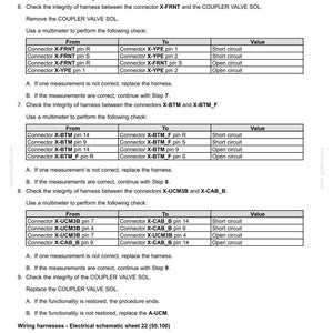 Puede incluir: Documento t&eacute;cnico con tablas y texto que detalla los c&oacute;digos de fallo de los sistemas el&eacute;ctricos. Incluye instrucciones para comprobar la integridad del arn&eacute;s y sustituir componentes. Titulado "Electrical systems - FAULT CODES".