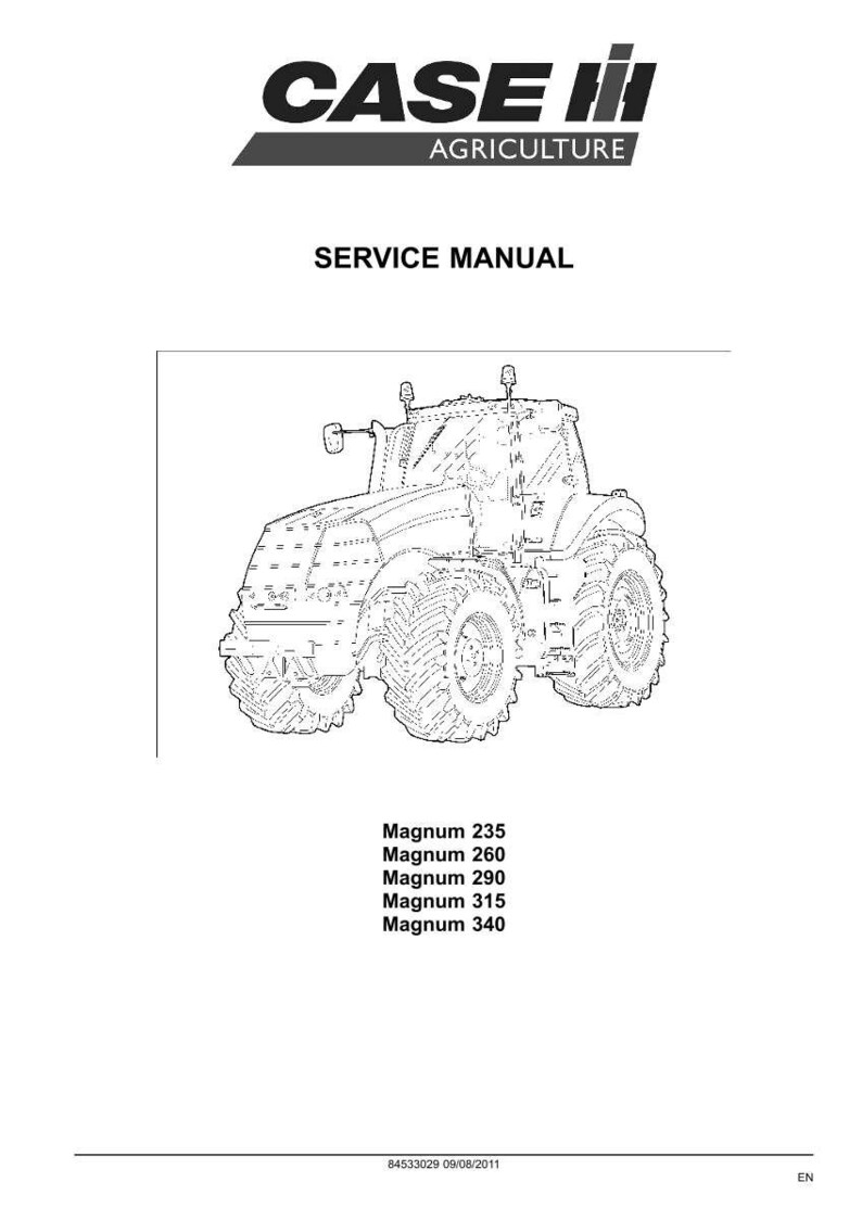 May include: A service manual cover featuring a line drawing of a tractor. The Case IH Agriculture logo is at the top, with "SERVICE MANUAL" below. The tractor models listed are Magnum 235, 260, 290, 315, and 340.