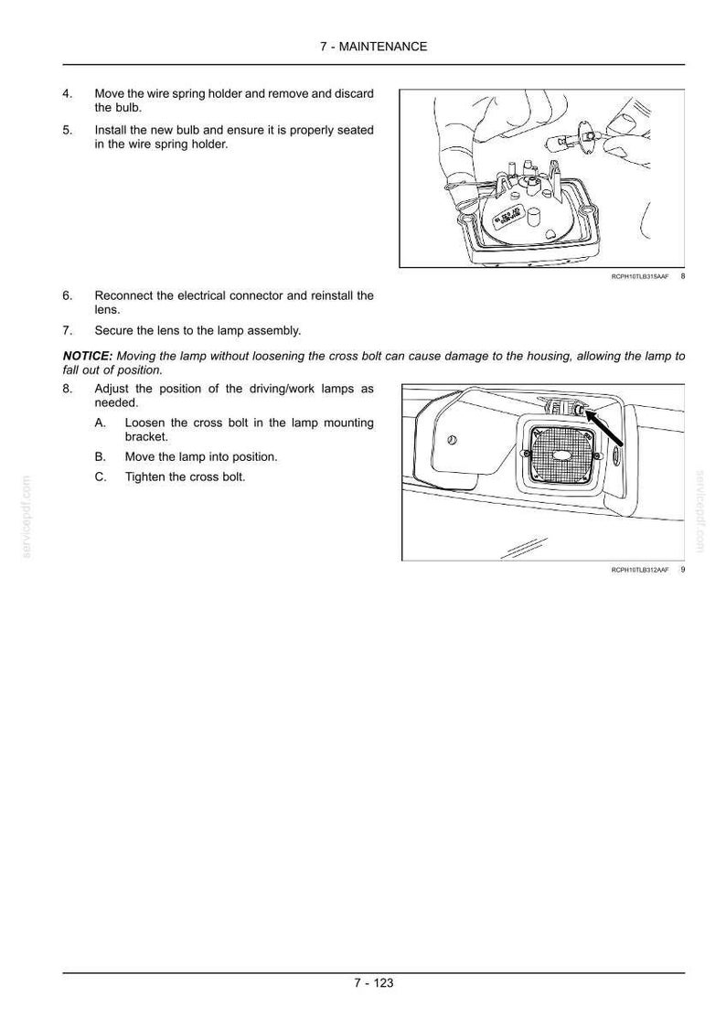 Puede incluir: Diagrama de mantenimiento de l&aacute;mparas automotrices, que incluye pasos para el reemplazo de la bombilla. La imagen muestra un conjunto de l&aacute;mparas, una mano que sostiene una bombilla e instrucciones para asegurar la lente y ajustar la posici&oacute;n de la l&aacute;mpara.