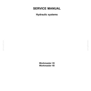 May include: A white page with the text "NEW HOLLAND AGRICULTURE" at the top, followed by "SERVICE MANUAL" and "Hydraulic systems." Below, it lists "Workmaster 35" and "Workmaster 40."
