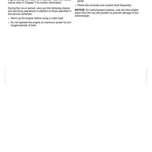 Puede incluir: Una p&aacute;gina blanca con el t&iacute;tulo "4 - INSTRUCCIONES DE FUNCIONAMIENTO" y texto sobre el rodaje de una m&aacute;quina nueva. El texto incluye instrucciones sobre el cuidado del motor, como calentar el motor y comprobar los niveles de aceite.