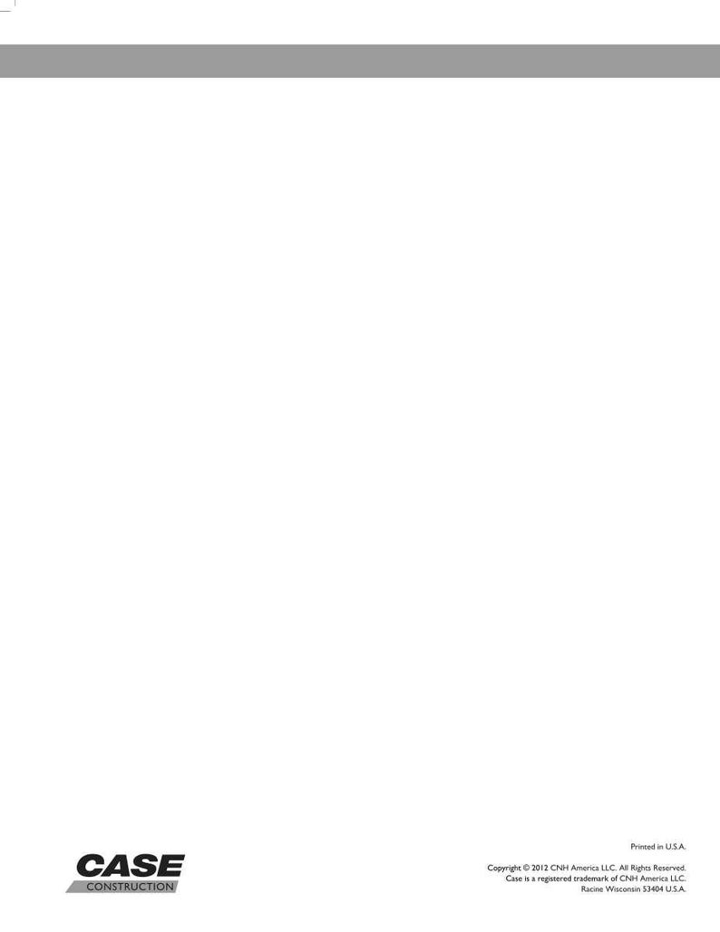 May include: The image features the "CASE CONSTRUCTION" logo in black and white. Below the logo is a gray bar. The bottom of the image contains copyright information and the text "Printed in USA."