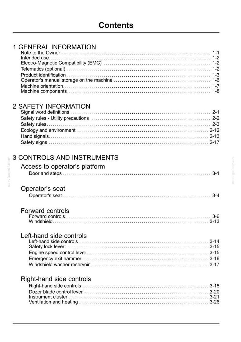 K&ouml;nnte beinhalten: Eine wei&szlig;e Dokumentseite mit dem Titel "Inhaltsverzeichnis" mit einer Liste von Themen, darunter "Allgemeine Informationen", "Sicherheitsinformationen" und "Bedienelemente und Instrumente". Das Dokument ist ein Handbuch mit Seitenzahlen.