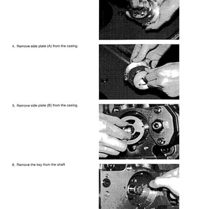 May include: A series of four black and white images demonstrating mechanical disassembly steps. The images show hands manipulating metal components, including gears and plates, with accompanying text instructions. The page number "33-II-1-4" is visible at the bottom.