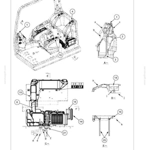 May include: Diagram of a vehicle's cab climate control system, including air conditioning components. The image is a technical illustration with labels and callouts for various parts, such as the air conditioning unit, vents, and ductwork.