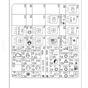 May include: Diagram of an electrical system with harnesses and connectors, featuring labeled fuses and relays. Includes amperage ratings and symbols for various circuits, such as lights, alarms, and sensors. The diagram is in black and white.