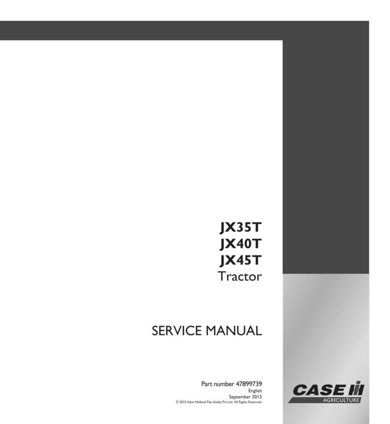 May include: A service manual for JX35T, JX40T, and JX45T tractors. The cover is white with black and gray accents. The text includes "SERVICE MANUAL", "CASE IH AGRICULTURE", and the tractor model numbers. The part number is 47899739.
