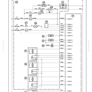 May include: A detailed sequence circuit diagram for an air conditioner, featuring numerous electrical components, labeled with codes and symbols. The diagram includes lines, circles, and rectangles, with text labels such as "Air Conditioner" and "Sequence Circuit Diagram".