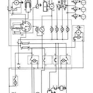 May include: A black and white schematic diagram with the text "HC DEUTZ". The diagram includes various symbols representing electrical components, such as motors, switches, and resistors, connected by lines.