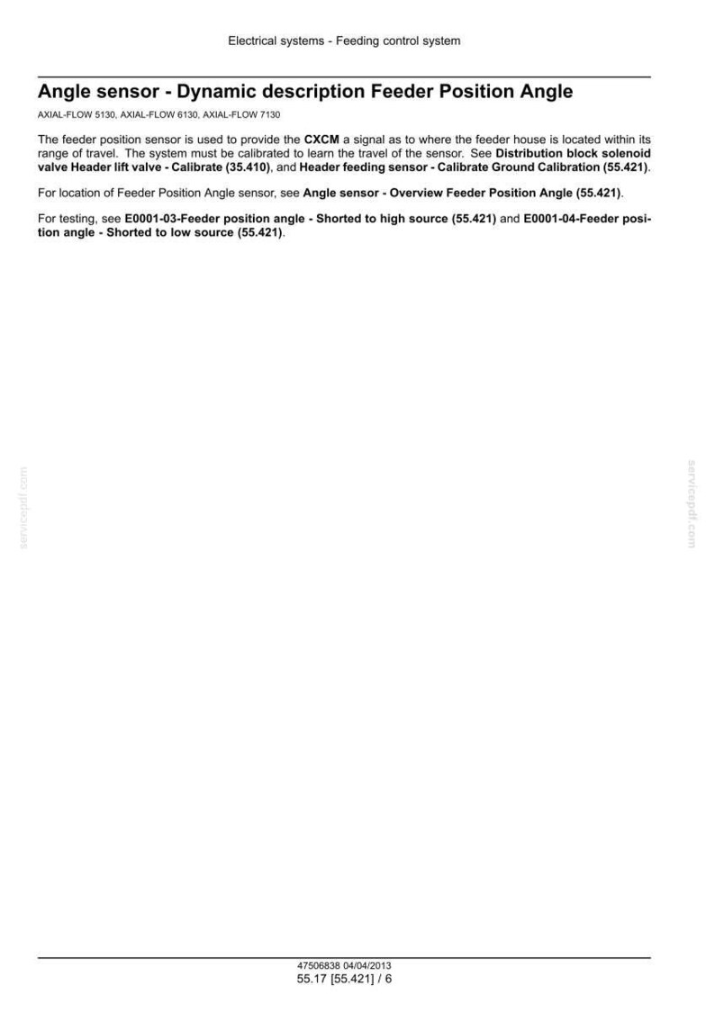 May include: A technical document with the title "Angle sensor - Dynamic description Feeder Position Angle". The document provides information on feeder position sensors, calibration, and testing procedures. Includes text and numbers.