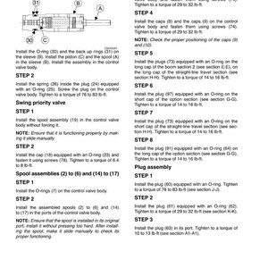 May include: Technical diagram with instructions for assembling a spool and plug assembly. The diagram includes detailed steps, part numbers, and torque specifications in lb-ft for various components. The image is a black and white technical drawing.