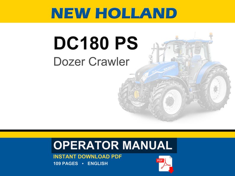 New Holland DC180 PS Dozer Crawler Operator Owners Operation Manual | Instant PDF Download image 1