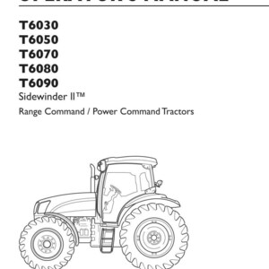 May include: An operator's manual for New Holland T6030, T6050, T6070, T6080, and T6090 Sidewinder II Range Command / Power Command tractors. The cover features a black and white line drawing of a tractor, part number 84476094, and March 2011 date.