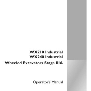 May include: A white Operator's Manual for WX210 and WX240 Industrial Wheeled Excavators Stage IIIA. The cover includes the text "Operator's Manual" and "CASE CONSTRUCTION". Print No. 84285859.