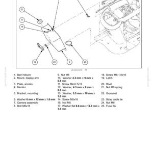 May include: Diagram of a camera assembly with labeled parts, including a bracket, access plate, and various washers and screws. The diagram includes measurements in millimeters and is labeled "Electrical systems - Camera."