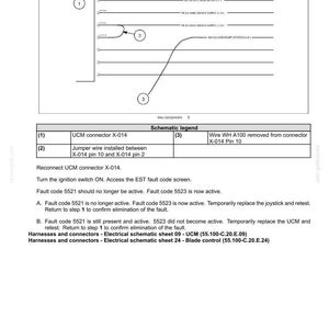 Pu&ograve; includere: Diagramma dei codici di guasto dei sistemi elettrici, con una legenda schematica e istruzioni per la risoluzione dei problemi. Include un diagramma con punti numerati e testo che dettaglia le informazioni su connettori e fili per la riparazione automobilistica.