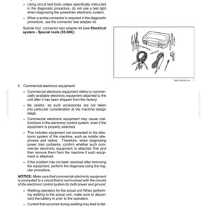 May include: A page from a service manual titled "Electrical system - Service instruction." It includes text about electronic systems and a diagram of diagnostic tools, including a case, probes, and cables.