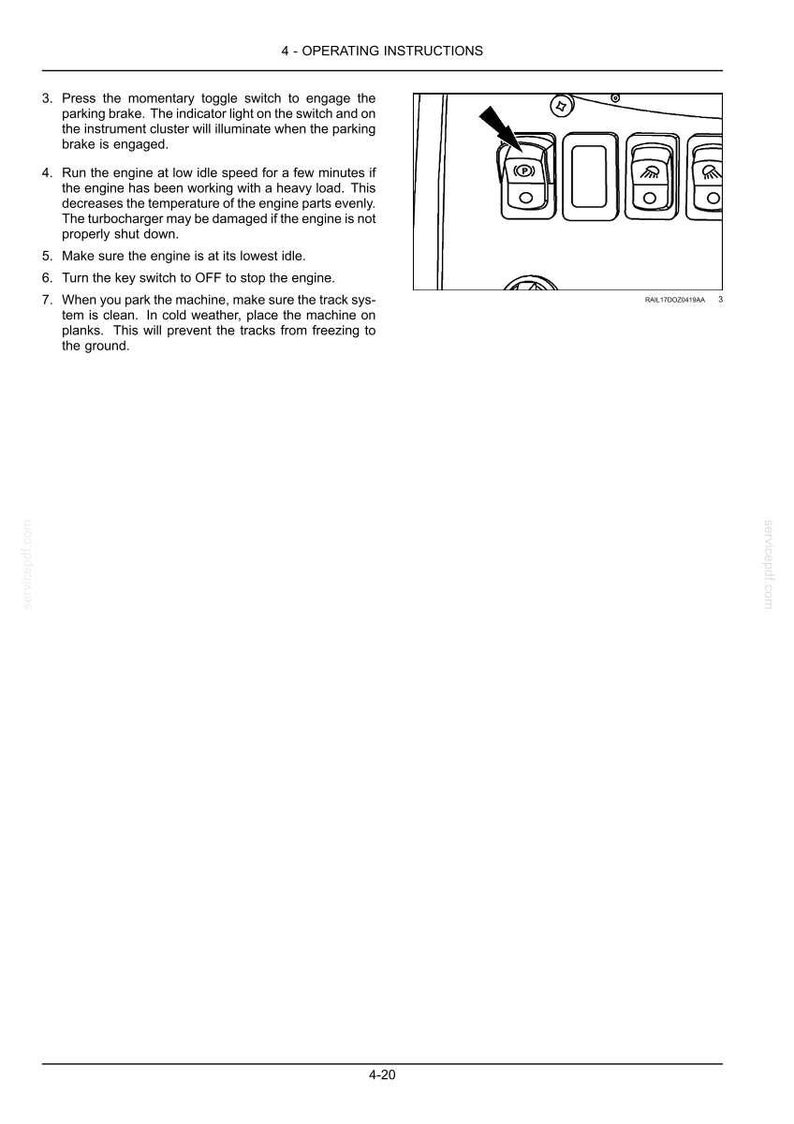 Peut inclure: Une page d'un manuel d'utilisation avec des instructions et un sch&eacute;ma des interrupteurs du tableau de bord. Le sch&eacute;ma montre un interrupteur de frein de stationnement et d'autres interrupteurs avec des voyants lumineux. Le texte fournit des instructions d'utilisation.