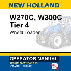 Manual de operación y mantenimiento de la cargadora de ruedas New Holland W270C y W300C Tier 4 / Descarga instantánea en PDF imagen 1