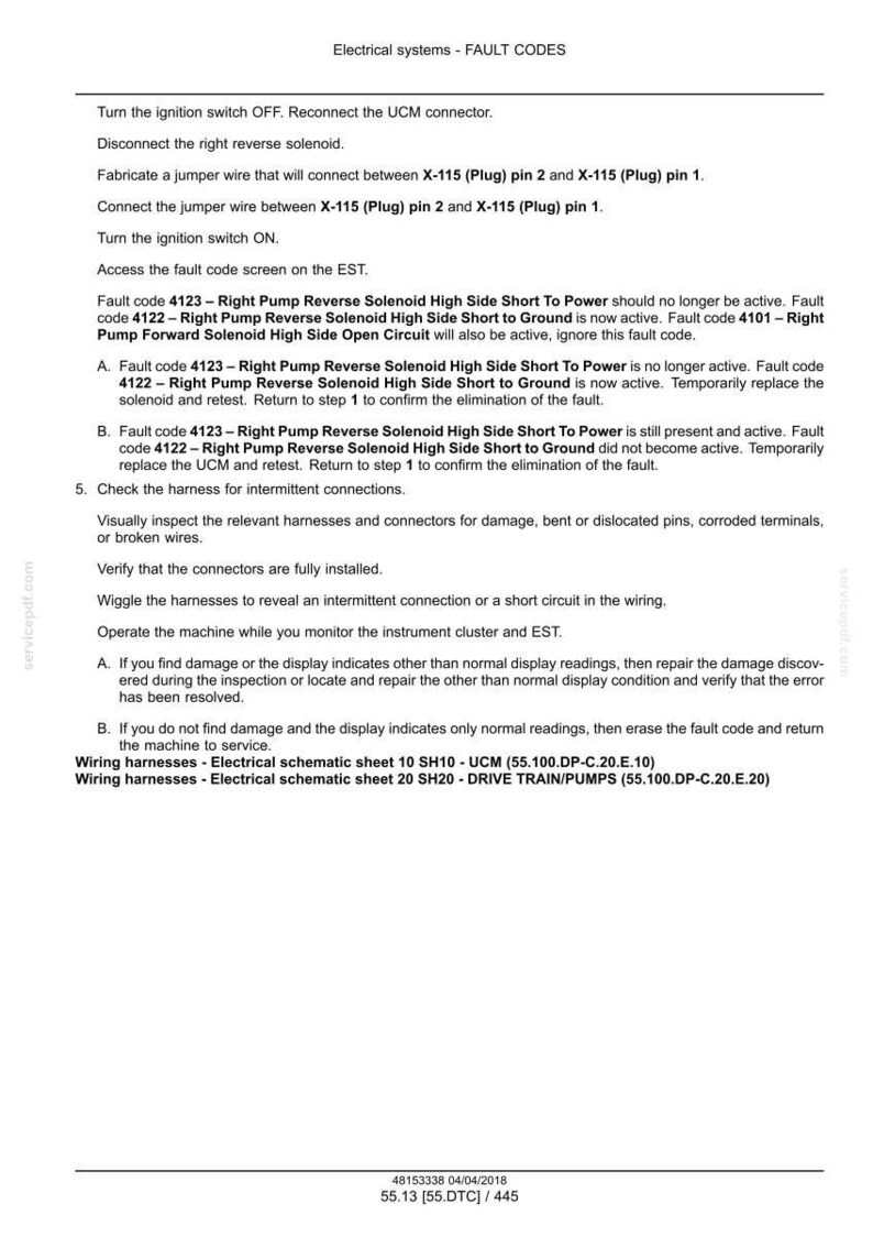 May include: A printed page with the title "Electrical systems - FAULT CODES". The text provides instructions for troubleshooting and repairing electrical systems, including fault codes and wiring harness information. The document includes steps for checking connections and replacing components.