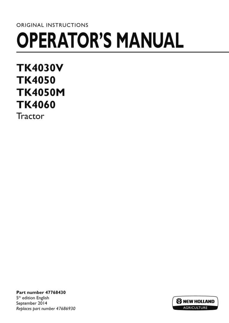 Manual de operación y mantenimiento del tractor New Holland TK4030V, TK4050, TK4050M, TK4060 / Descarga instantánea en PDF imagen 3