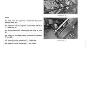 May include: Diagram of a trailer brake hydraulic control system. The image shows various components, including cylinders, hoses, and connections, labeled with identifiers like M1, M2, and C1. The diagram is for reference and technical documentation.